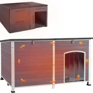Large Dog House with Insulated Liner for Outdoor, Waterproof Outsides Heated Dog Kennel Small Medium Large Dog with All-Around