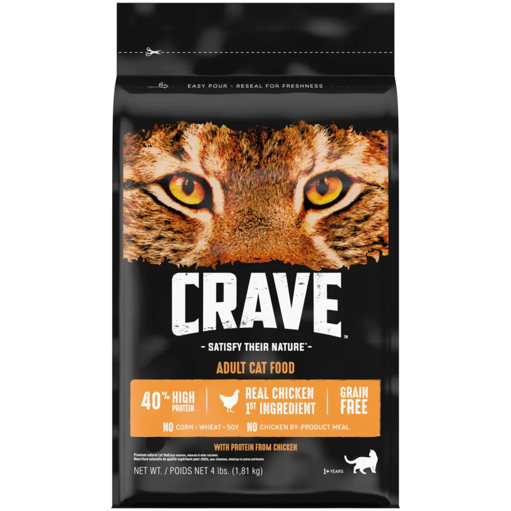 Grain Free Adult High Protein Natural Dry Cat Food with Protein from Chicken, 4 lb Bag