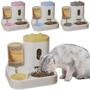 2 in 1 Automatic Feeder Water Troughs Cat Food Feeder and Water Dispenser for Cats Feeding&Watering Supplies Pet Accessories