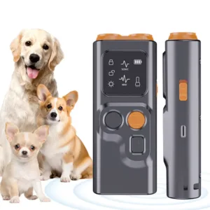 Rechargeable Ultrasonic Dog Repeller with LED Flashlight and Dual Action Bark Deterrent Technology for Dog Training