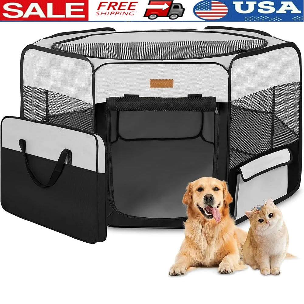 Portable Dog Playpen Indoor Outdoor Foldable Pet Tent Cats Puppies Rabbits Chickens Travel Camping Easy Setup Large Capacity