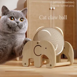 Cat scratch ball board pet toy Wear-resistant cat dog toy sisal ball upright auspicious elephant windmill model random hair