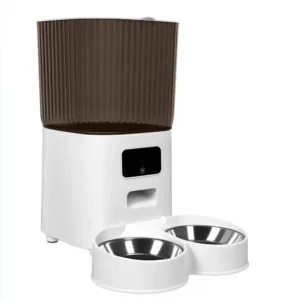 Smart Pet Feeder with Dual Bowls, WiFi APP Remote Control 5L Transparent Storage Bucket Automatic Cat Food Dispenser, Timed Quan